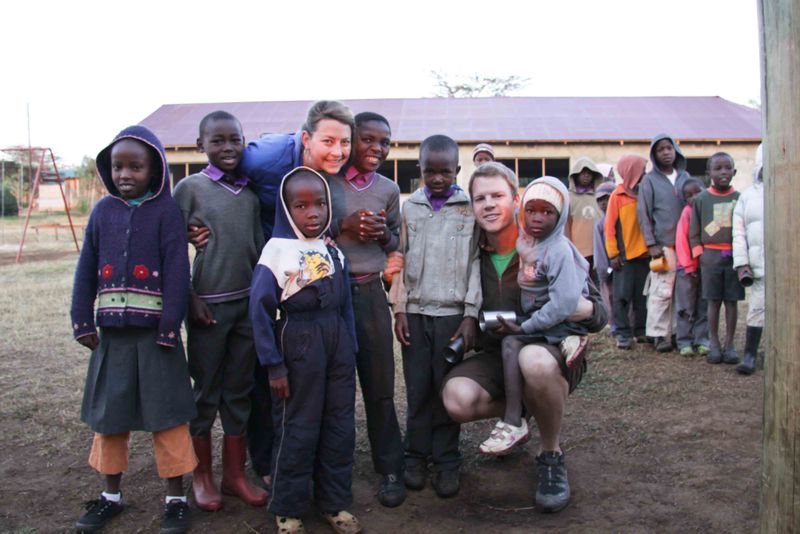 East African Mission Orphanage - Beau and Meggan after the morning run with Paul, David, Opeo, and more