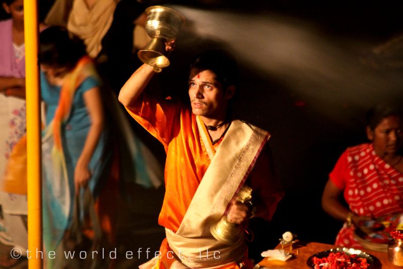 Night ceremony on the Ganges. Varanasi, India