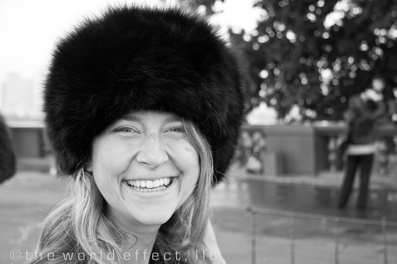 Meggan sporting a "real mink" hat.
