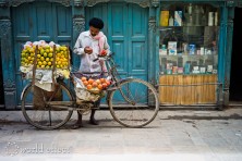 Turqoise wall AND a bike | Kathmandu, Nepal